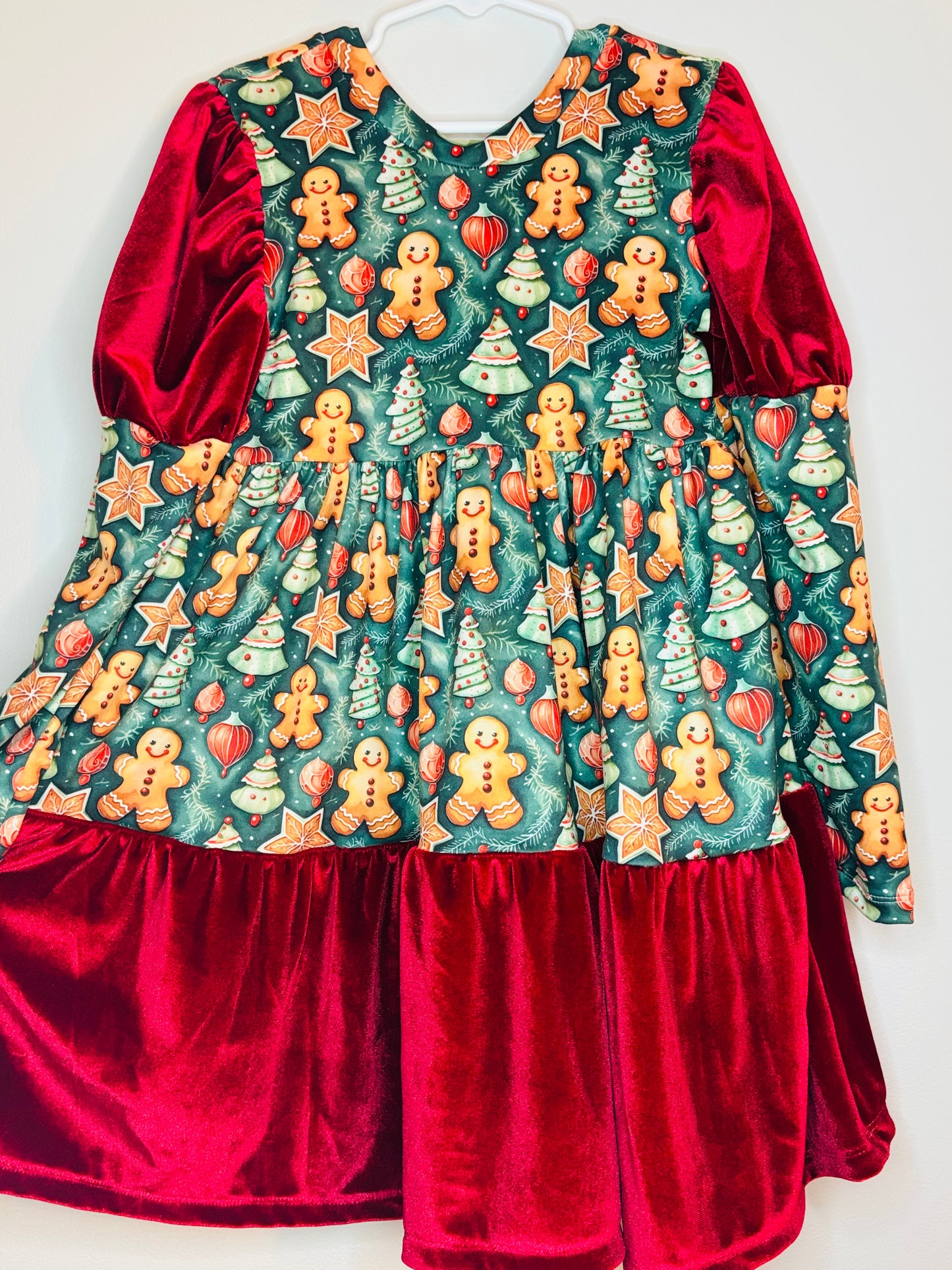 RTS 6Y Gingerbread Tunic Tier Dress w/Juliette Sleeves