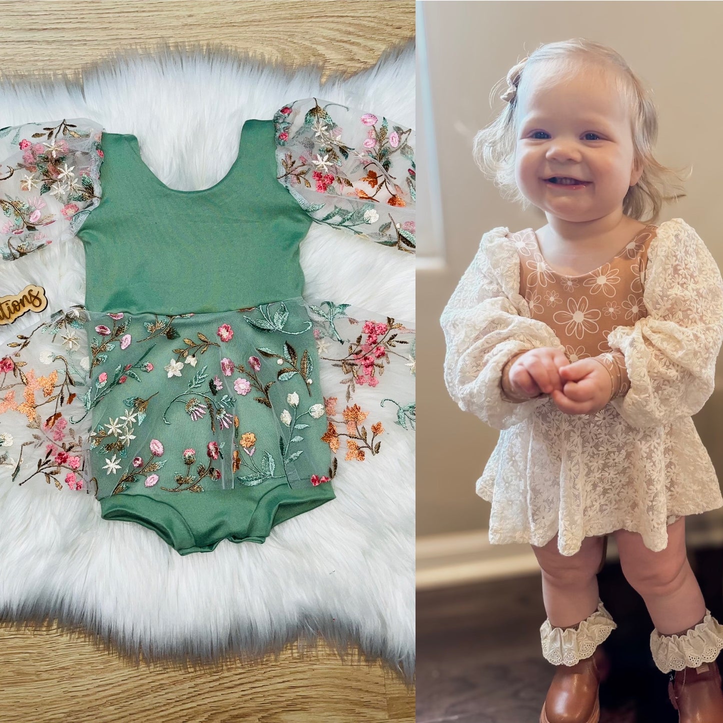 Custom Lace Bishop Sleeve Brielle Bodysuit (upload file)