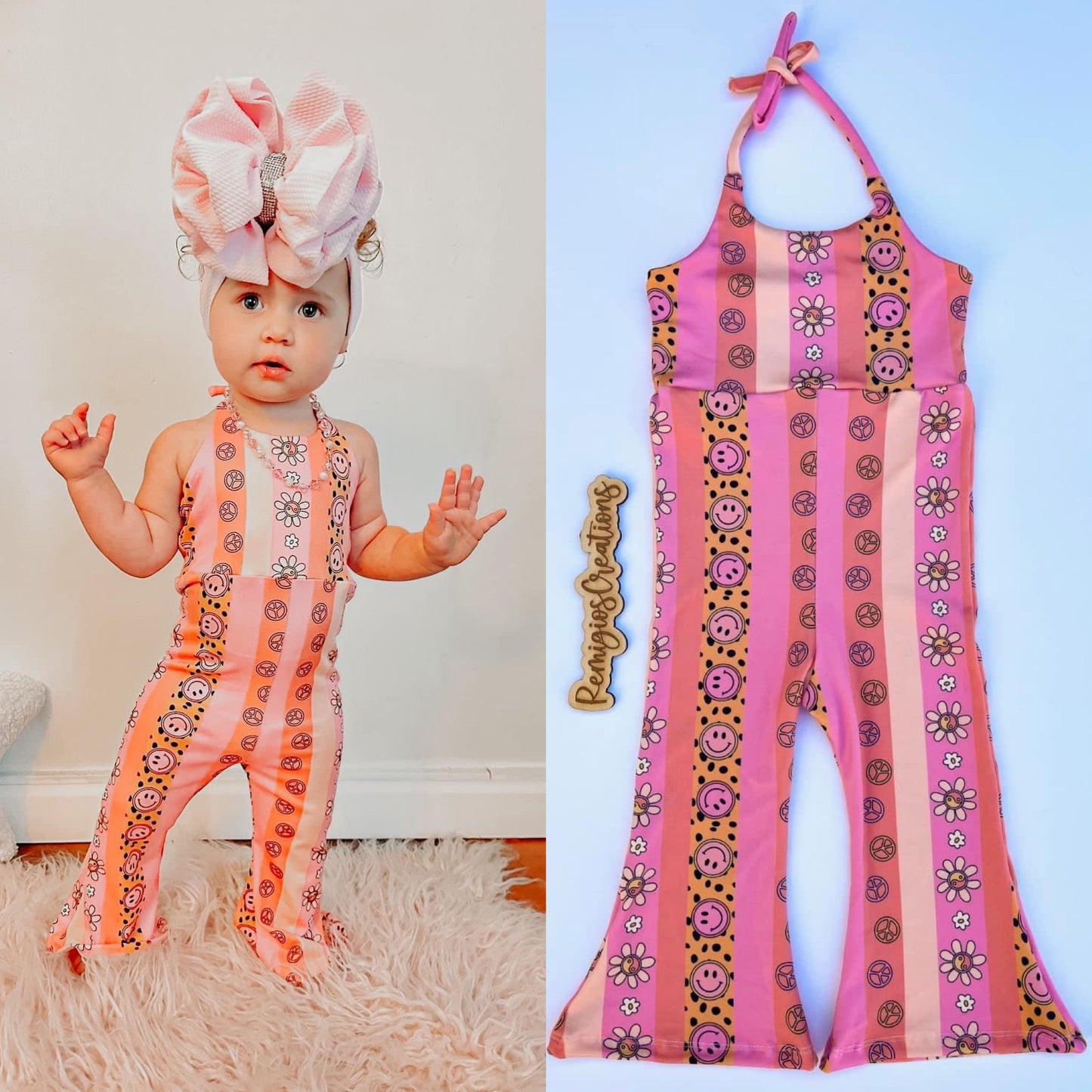 Custom Strap Style Brielle Flare Pants Romper (upload file)