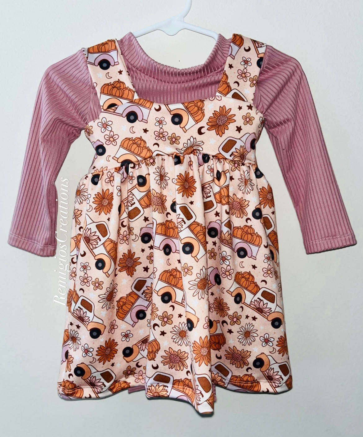 Pumpkin Ivy Pinafore w/Leo