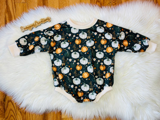 Neutral Pumpkin Long Sleeve Sweater Romper