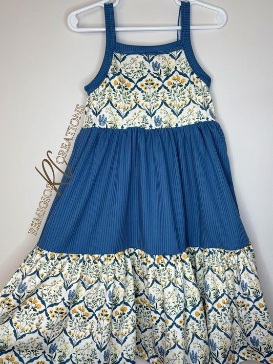 Blue Floral Tier Dress