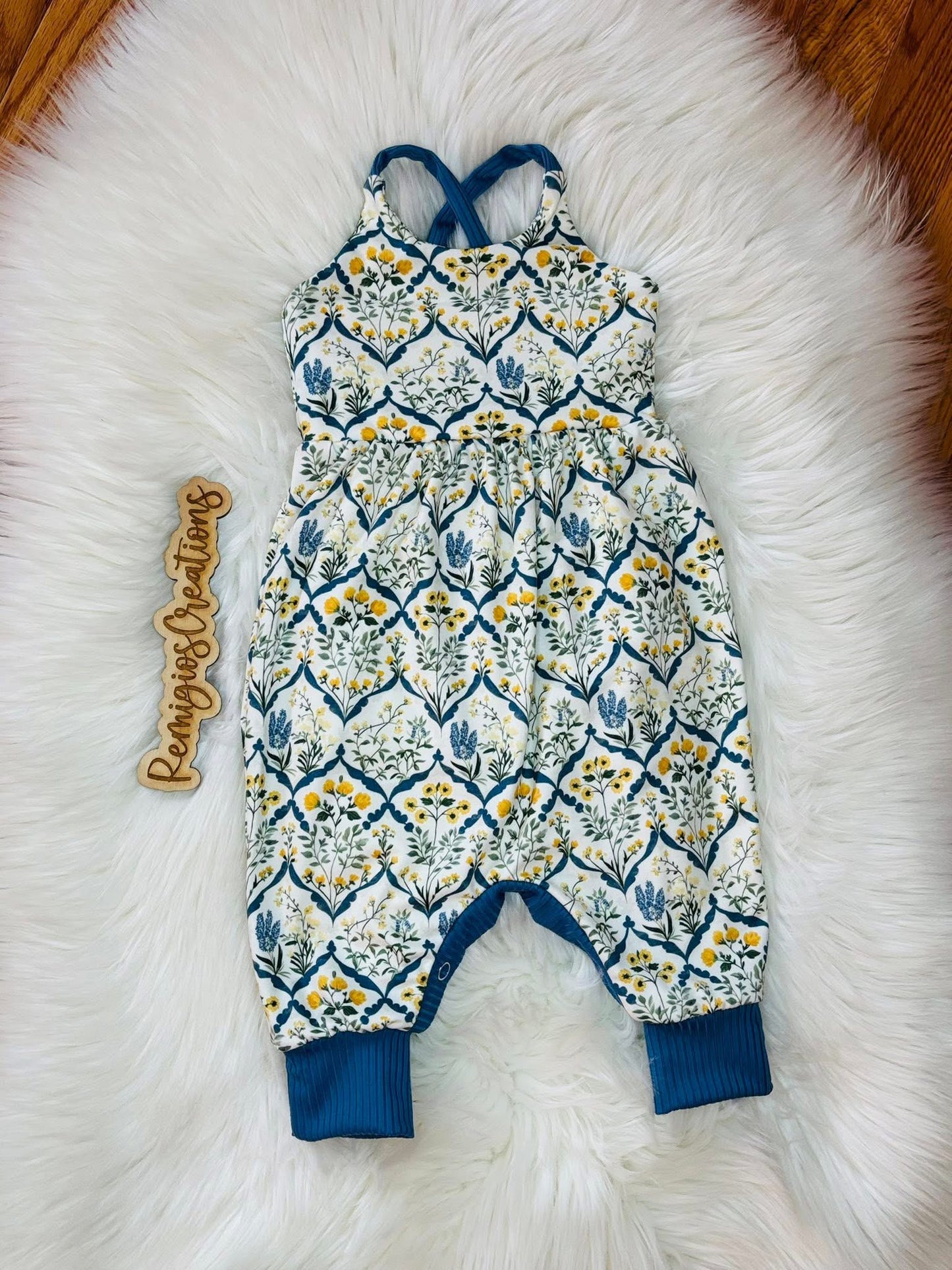 Blue Floral Brielle Pants Romper