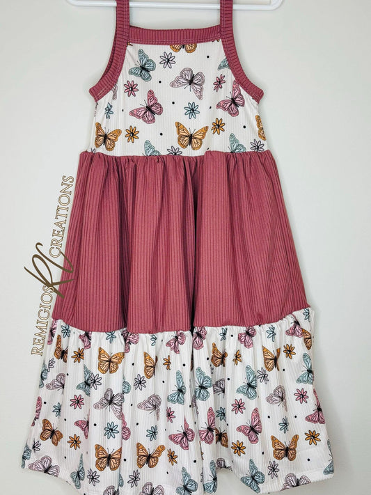 Butterfly Floral Tier Dress