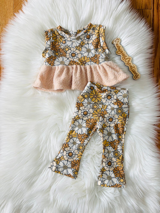 3-6 Ruffle Tank w/Slim Flares