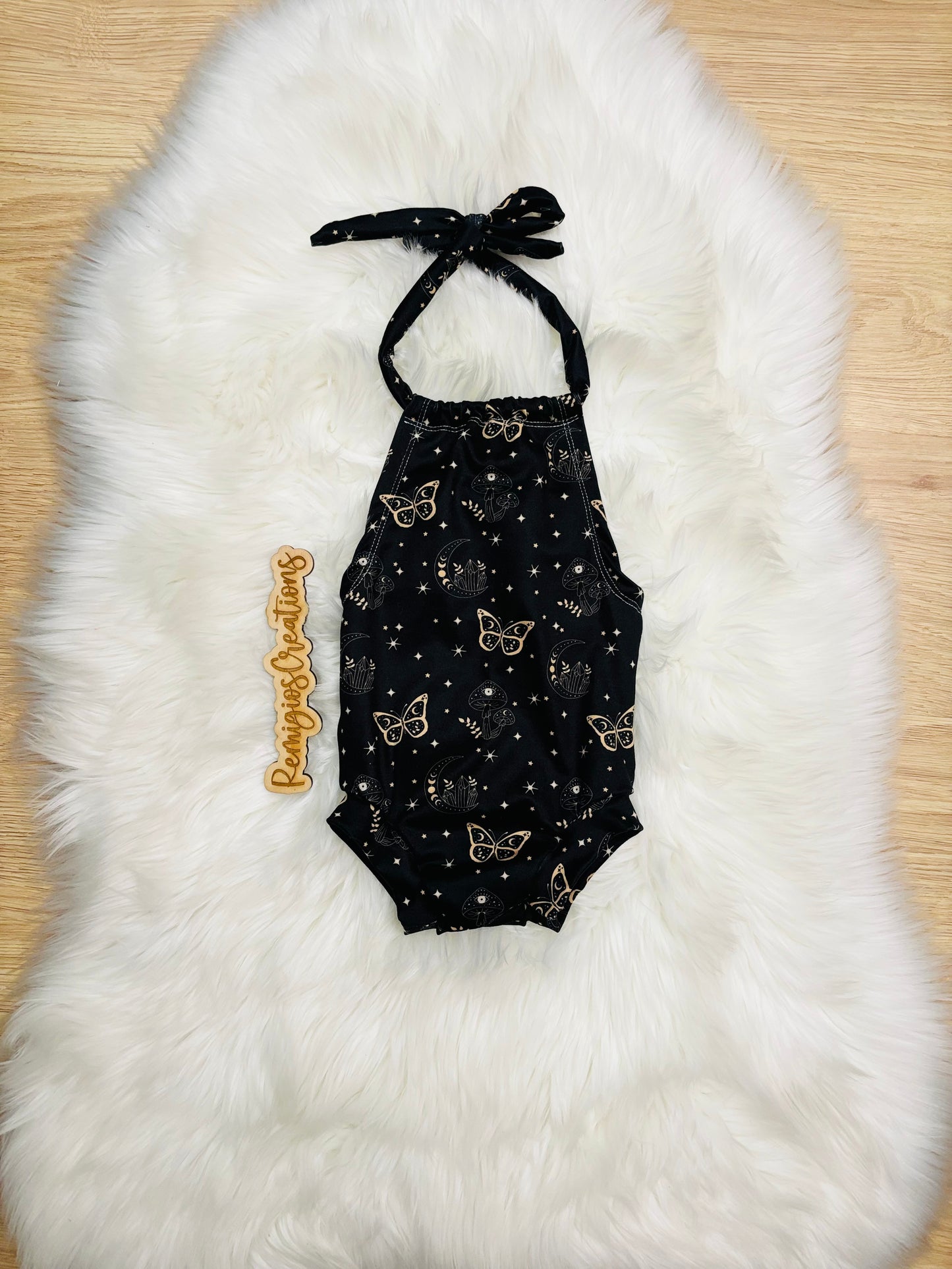 Black Butterfly Moon Halter Romper