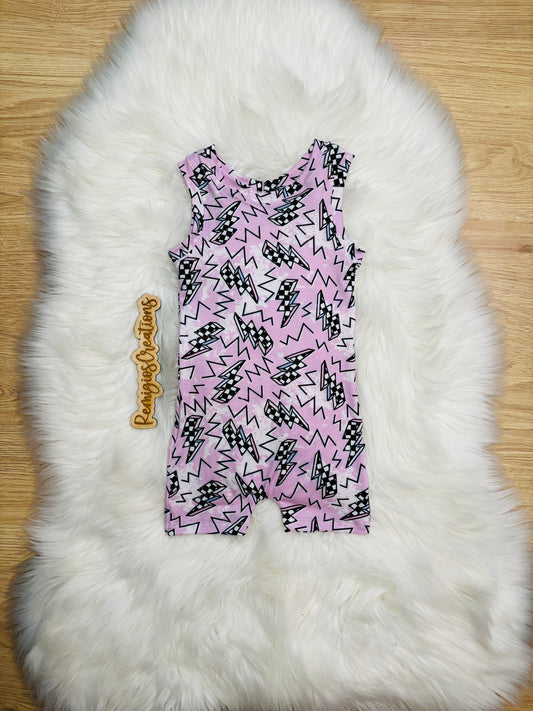 Pink Lightning Bolt Ollie Romper