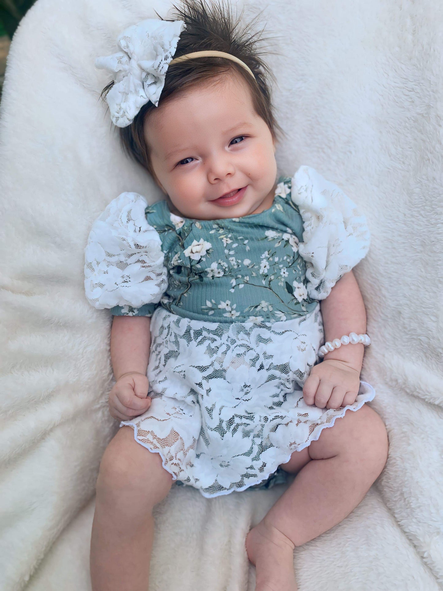 Custom LACE Short Puff Sleeve Brielle Bodysuit (upload file)