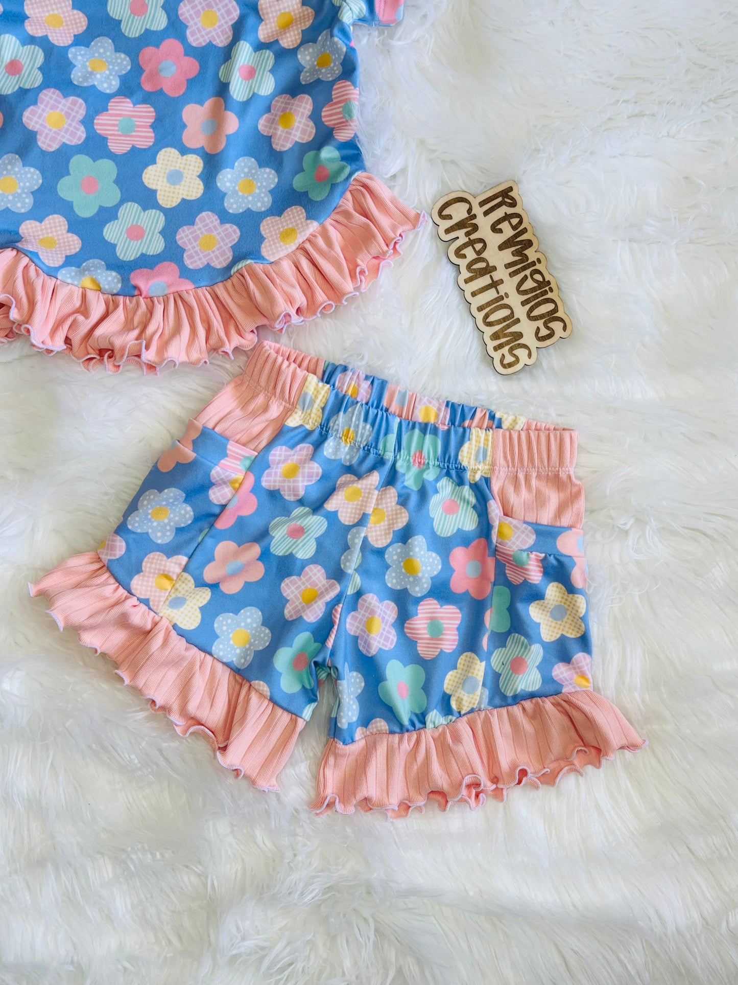 Custom Pocket Ruffle  Shorts (upload file)