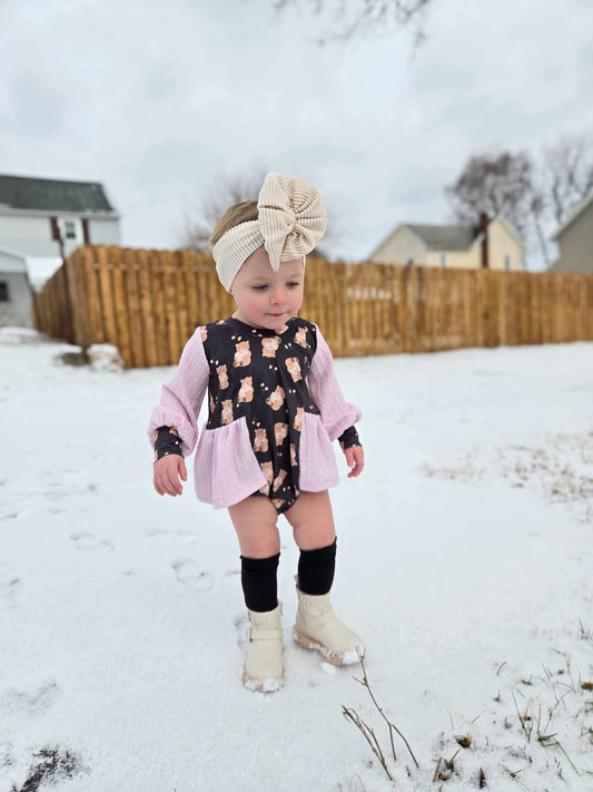 Custom Panel Violet Bubble Romper (upload file)