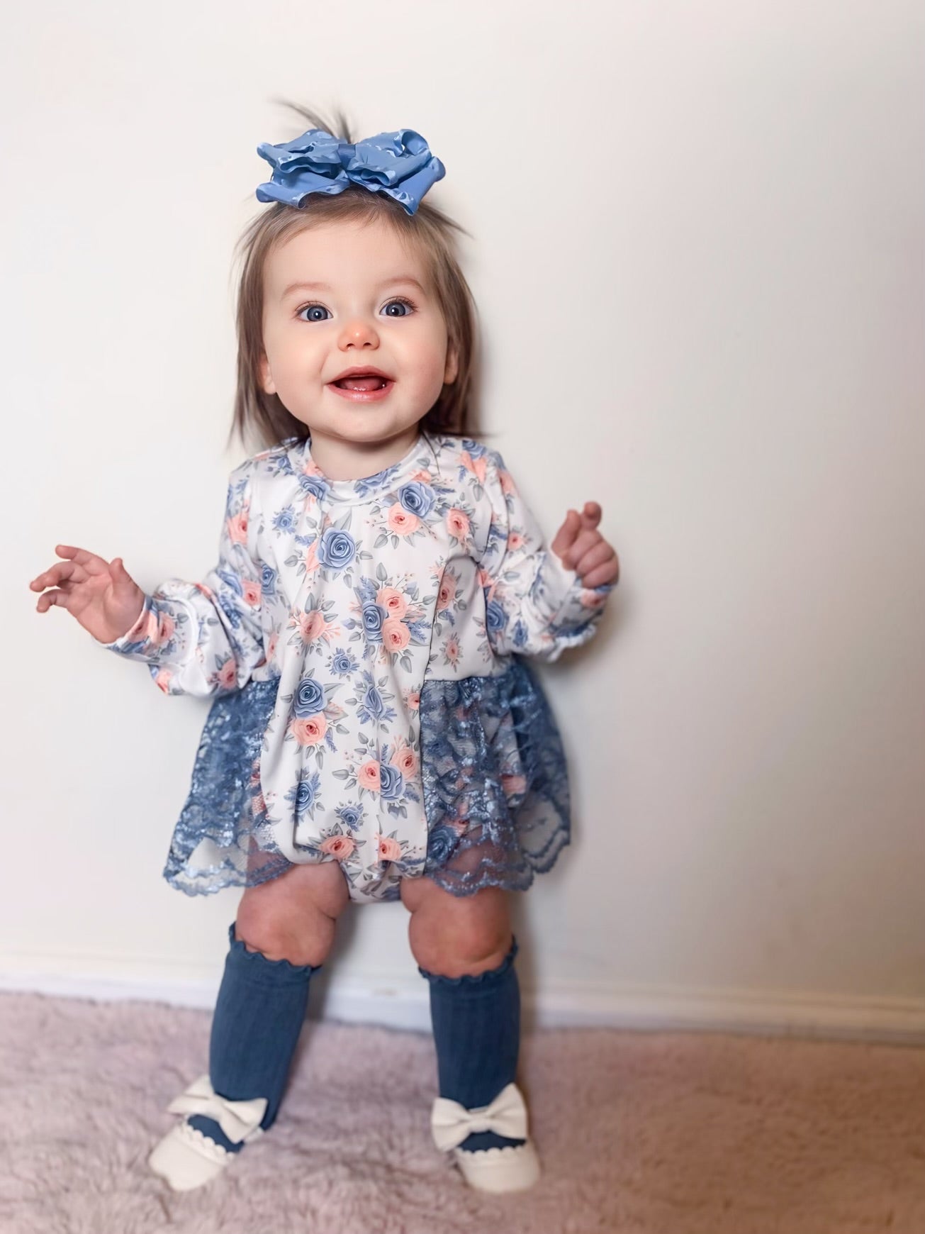 Custom LACE Panel Violet Bubble Romper (upload file)