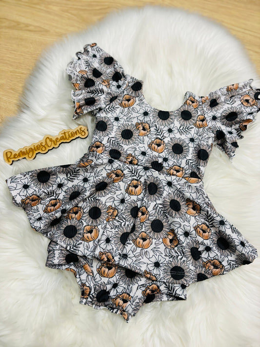 Brown Floral Flutter Sleeve Brielle Bodysuit