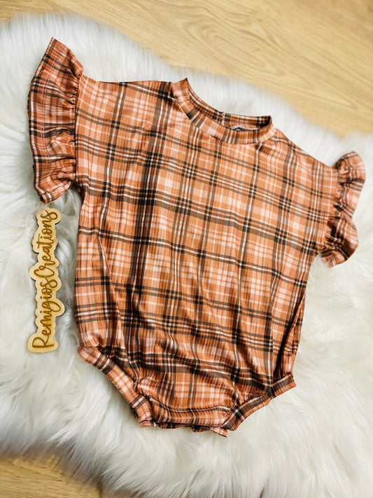 Plaid Ruffle Sweater Romper