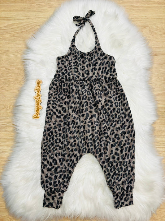 RTS 18-24 Waved Leopard Halter Brielle Pants Romper