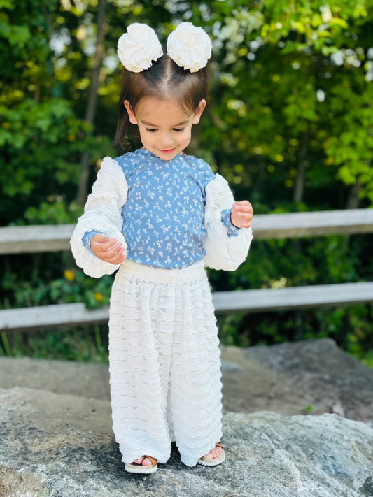 Lace Bishop Sleeve Leo w/Lace Flow Pants