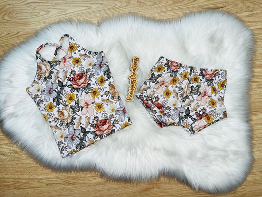 Vintage Floral Brielle Crop Tank w/Shorties