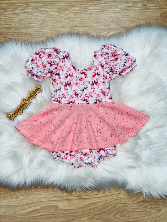 Pink Bow Short Puff Sleeve Brielle Bodysuit