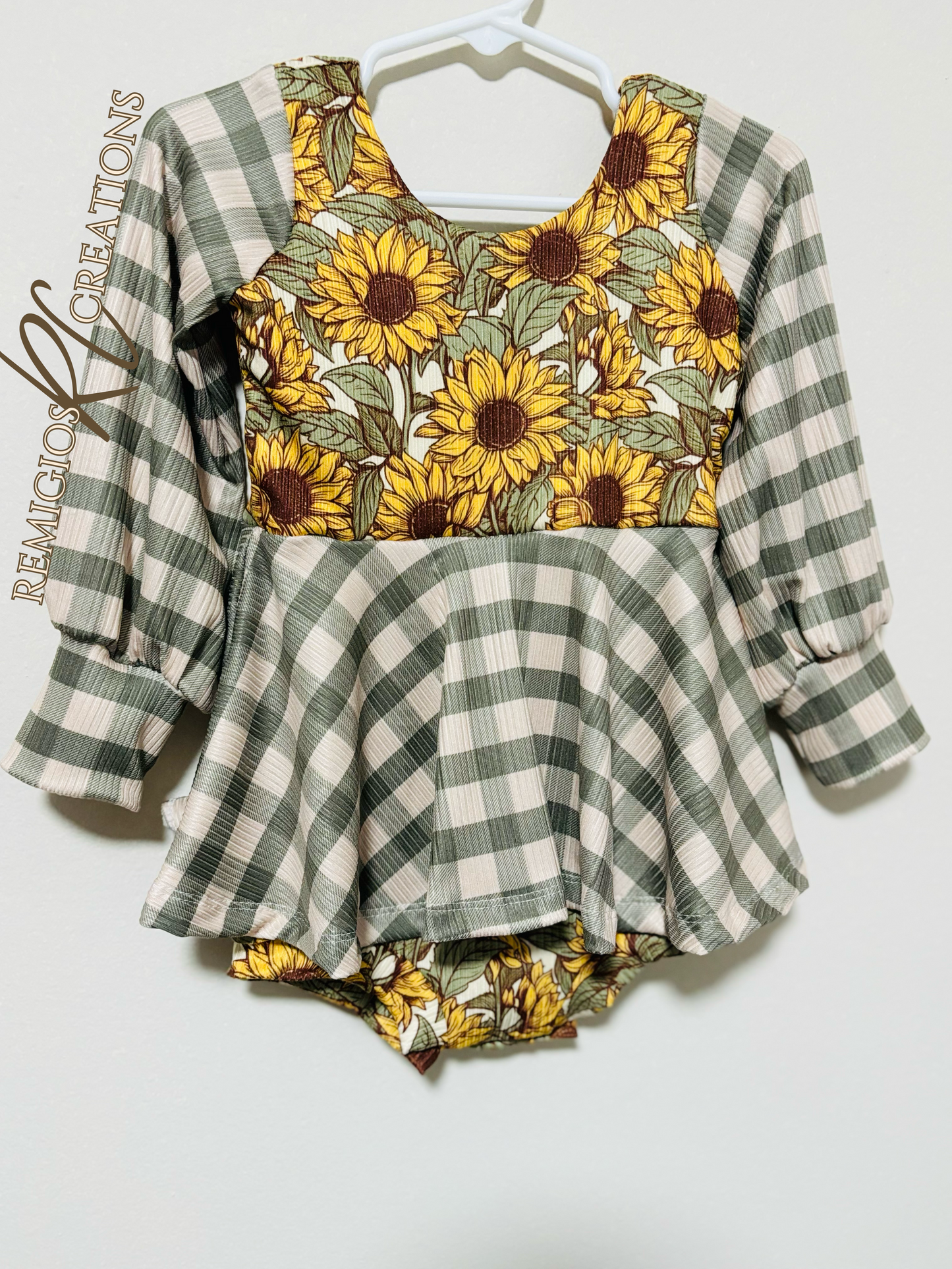 Sunflower Plaid Puff Sleeve Brielle Bodysuit