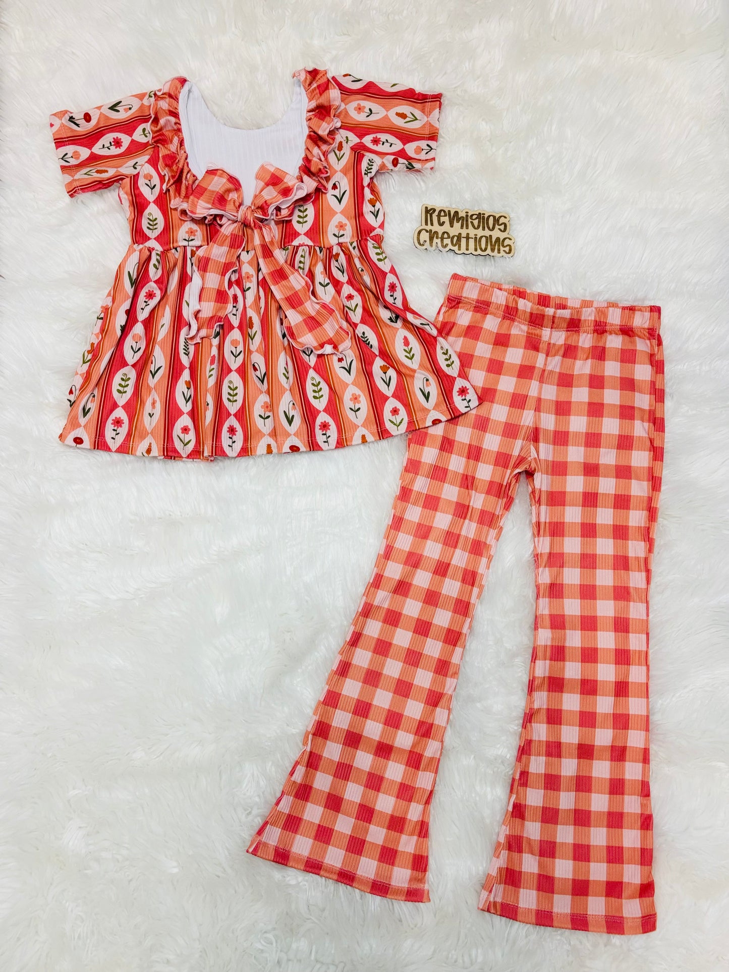 RTS 7Y Ruffle Bow Top w/Slim Flares