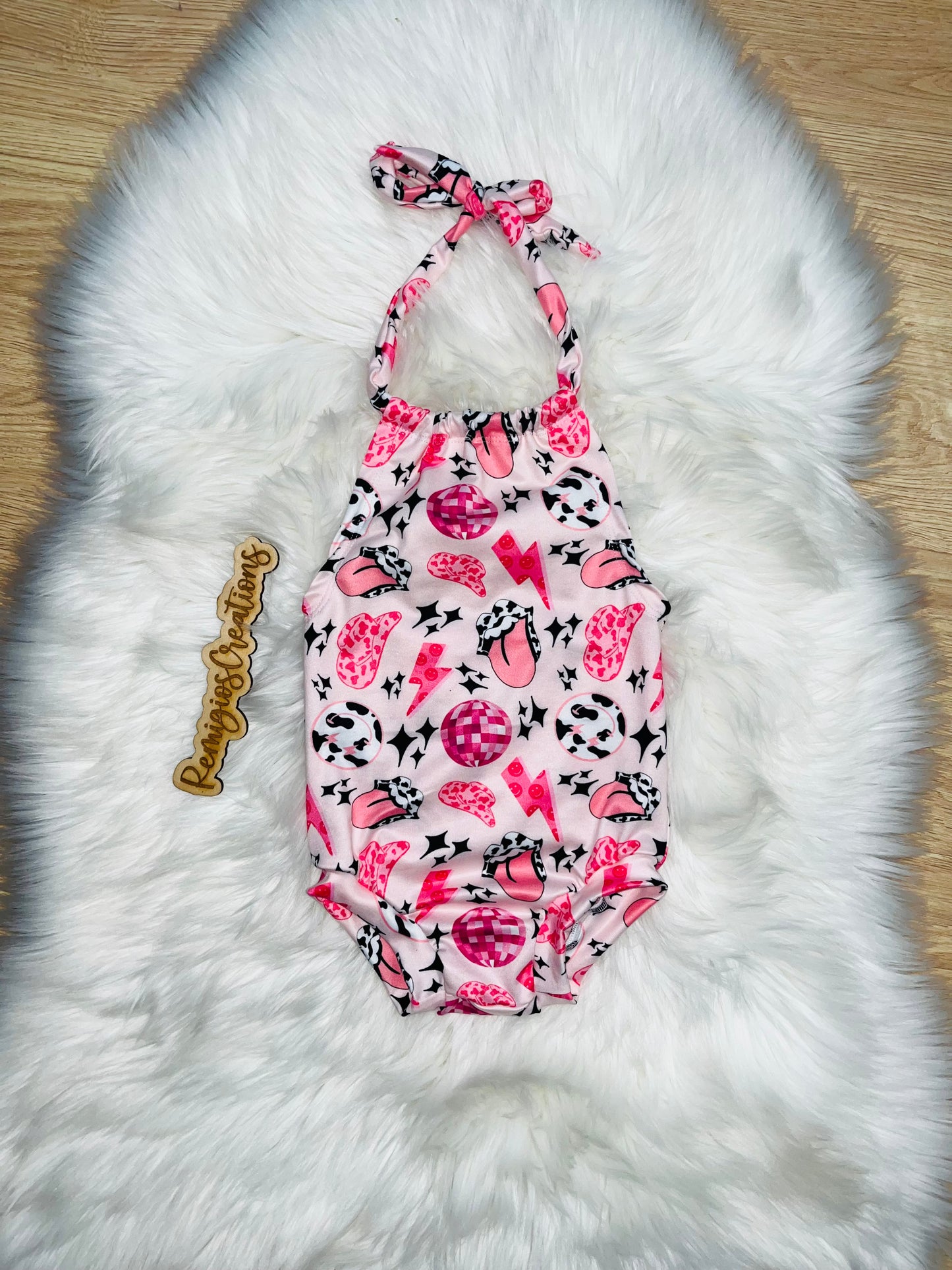 Pink Cowgirl Halter Romper