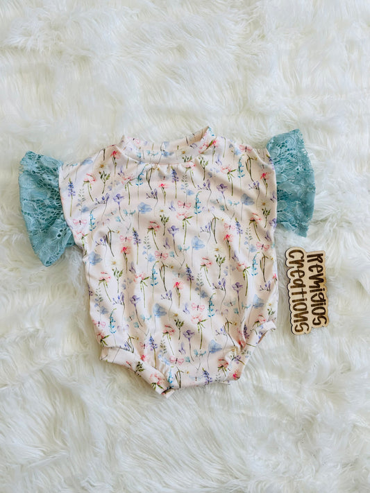 RTS 0-3 Ruffle Lace Sweater Romper